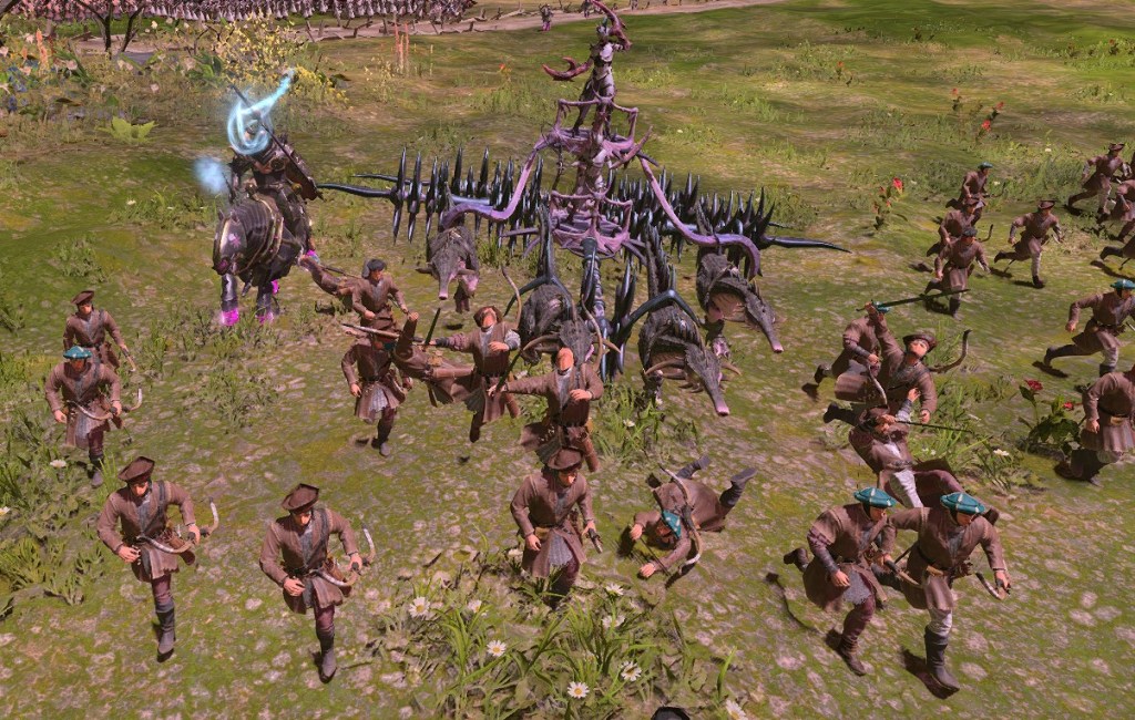 Alluress on an Exalted Seeker Chariot running down archers